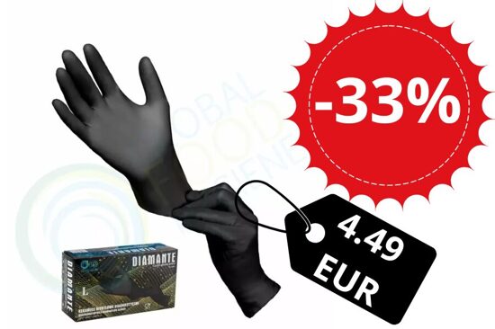 Black nitrile gloves without powder, DIAMANTE, N100.